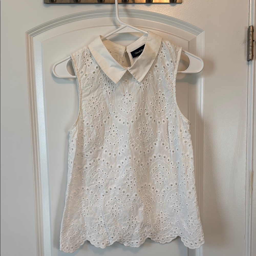 White Eyelet Sleeveless Top medium